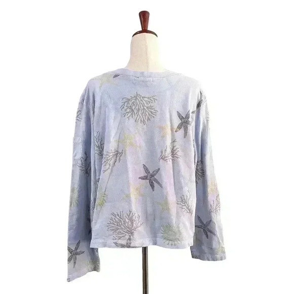 Fresh Produce Seashell Large Sweatshirt VTG Vintage‎ 90s Women's Sea Beach Blue - Picture 4 of 10